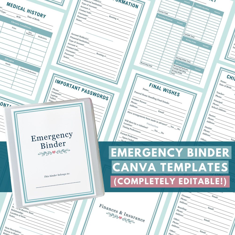 Just-in-Case Binder Editable Canva Templates