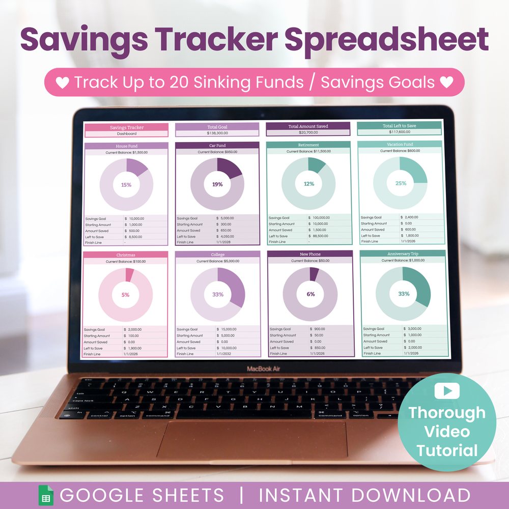 Savings Goals & Sinking Funds Tracker for Google Sheets